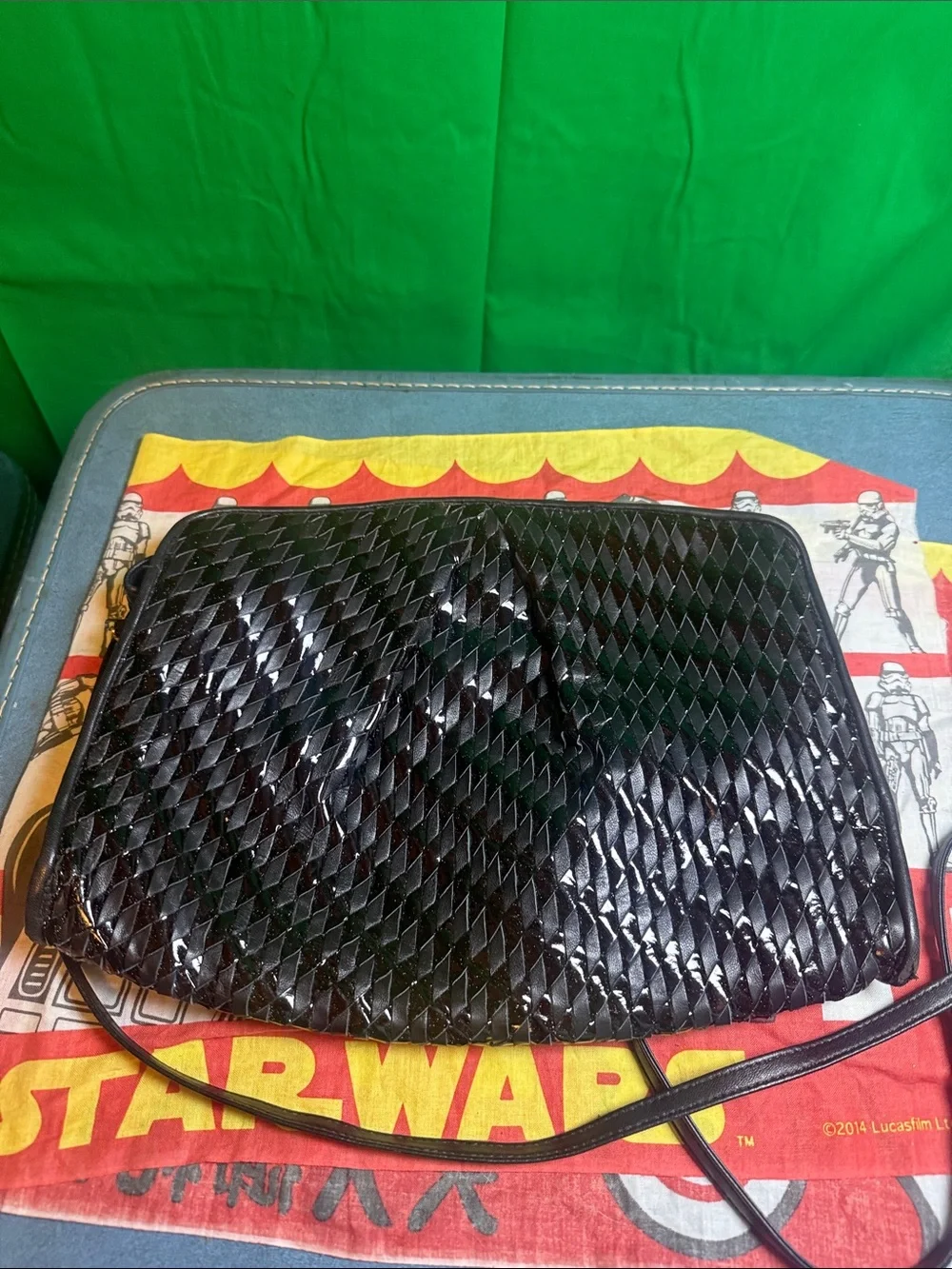 Black Woven Wristlet Clutch